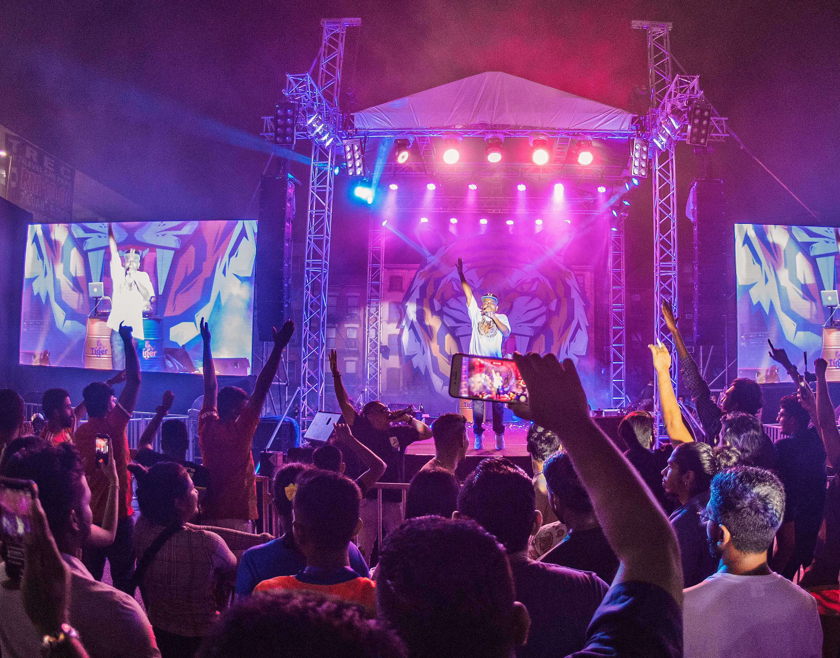 Crowd cheering on to K Town Clan at Tiger Street Football Festival 2019-v2